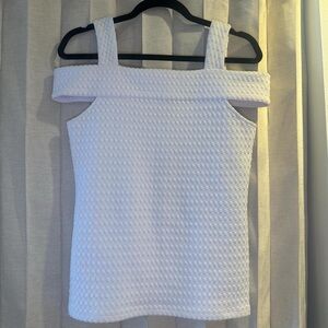 Michael Kors White Textured Off-Shoulder Tank Top